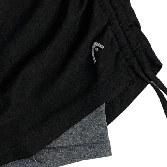 Head Skort Gray Shorts Black Skirt Tie Detail Stretchy Wide Waistband Large L - Picture 7 of 12